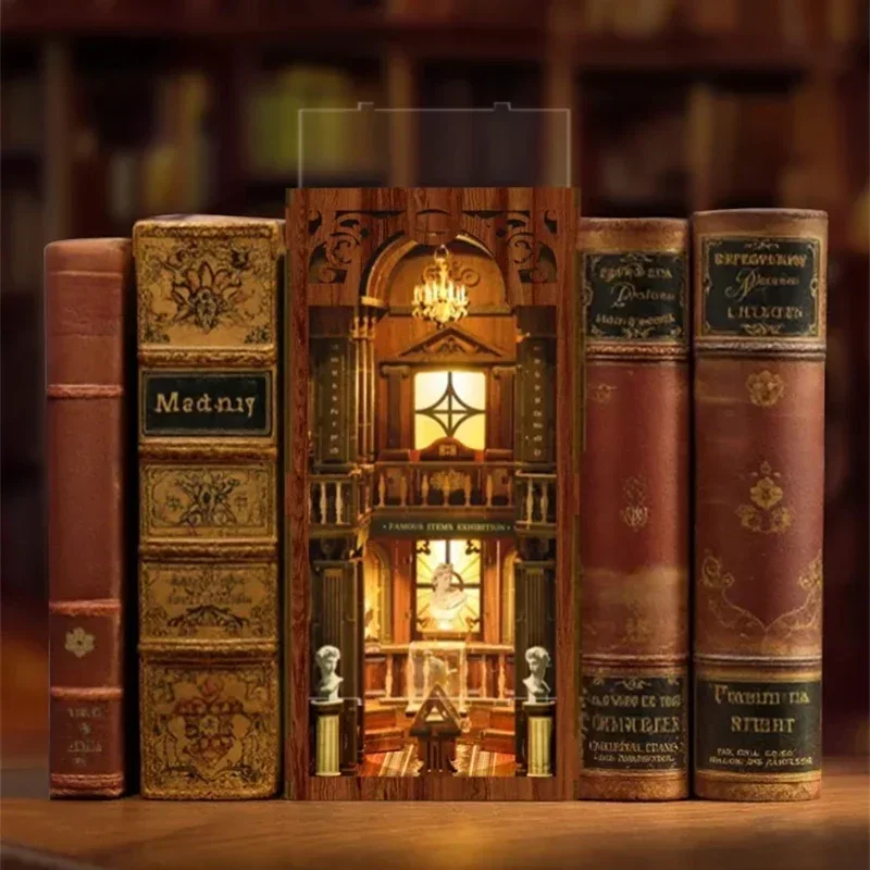 Diy Wooden Book Nook Kit Shelf Insert - 철학적 책장 책꽂이 홈 데코레이션, 레트로