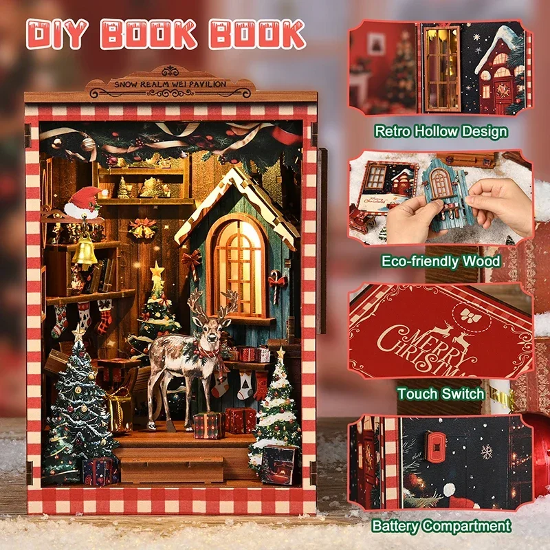 Diy Wooden Book Nook Kit Shelf Insert - 미니어처 모델 키트 스노우 렐름 웨이