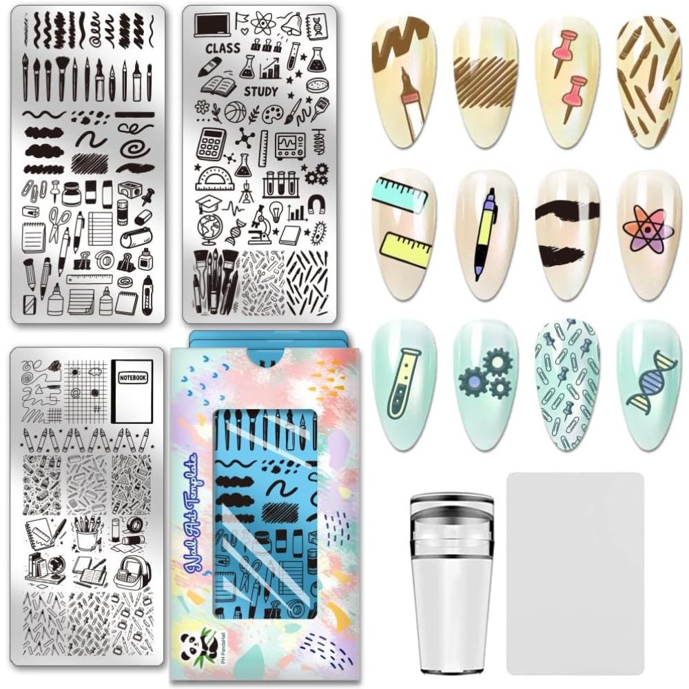 3개 세트 문구용 네일 스탬핑 플레이트, 펜, 자, 네 - Stationery Books 리뷰 및 가격