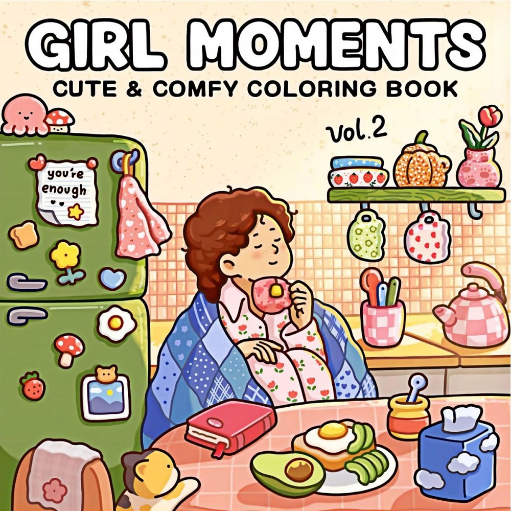 소녀들의 순간들 성인을 위한 귀엽고 편안한 컬러링북 스 - Adult Coloring Book Stress Relief 리뷰 및 가격