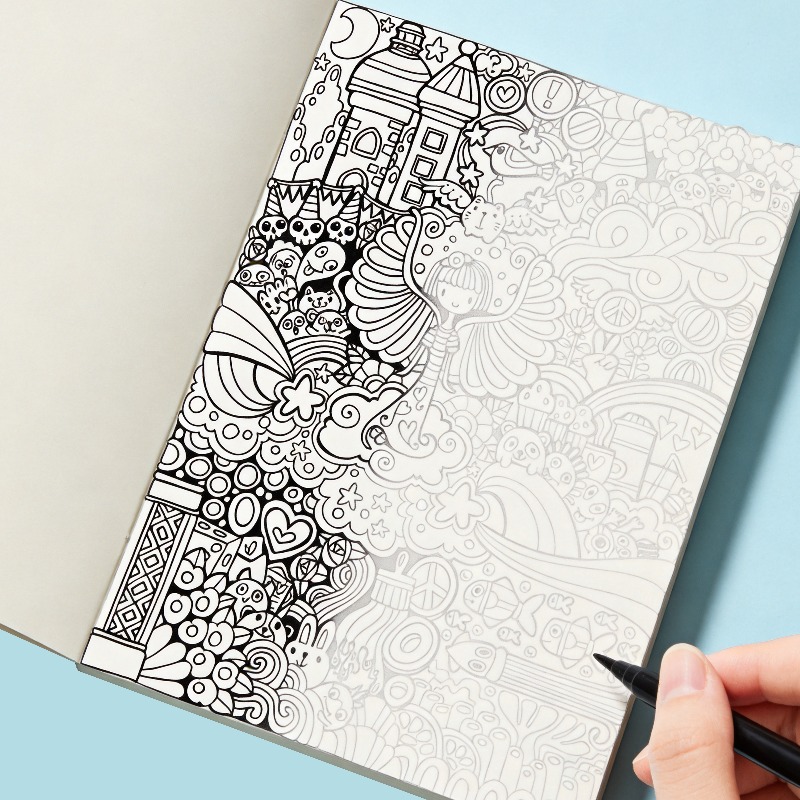 성인용 스트레스 해소 손그림 그래피티북, 우주/바다/디 - Adult Coloring Book Stress Relief 리뷰 및 가격